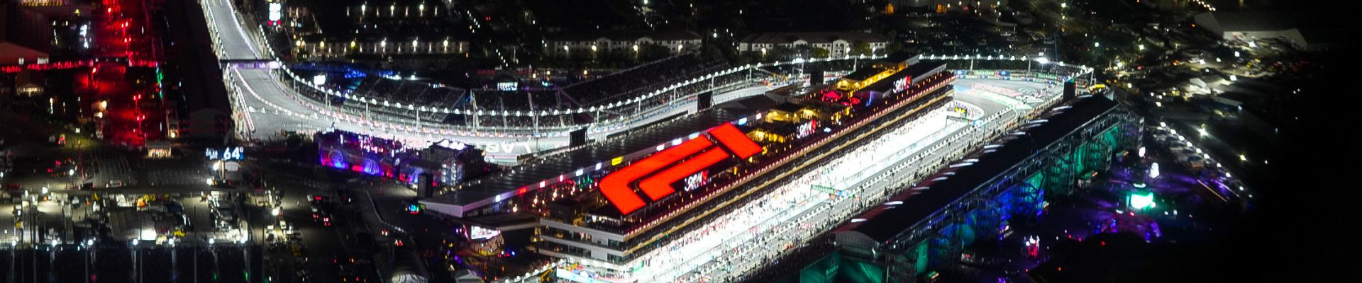 aerial view of las vegas race at night