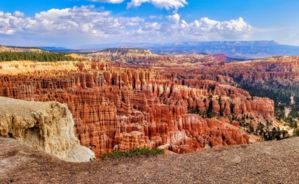 a wide view of the stunning bryce canyon rock formations