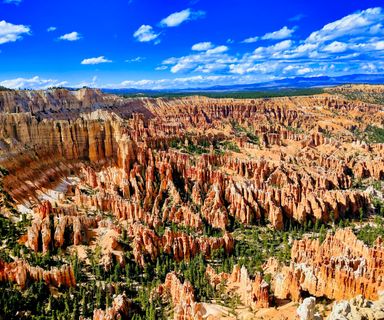 a panoramic image of the thousands of rock spires found at Bryce Canyon