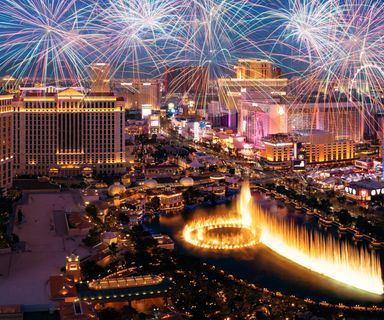 Photoshop of fireworks over Las Vegas for July 4th