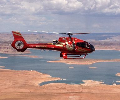 A Papillon Helicopter flying above Lake Powell.