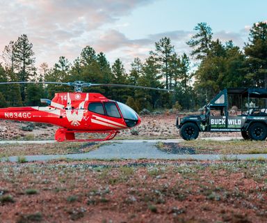 A Grand Canyon helicopter and Hummer used on a combination tour