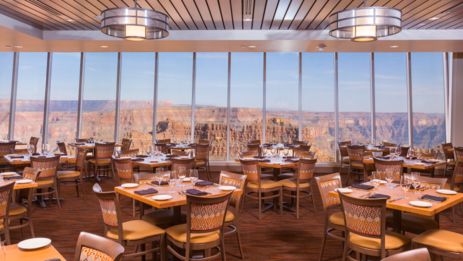 interior of the Sky View restaurant located above the Skywalk at Grand Canyon West