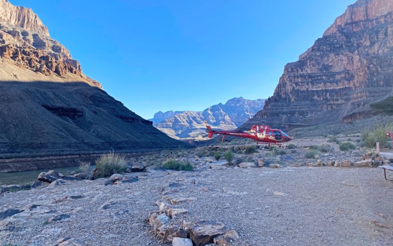 Papillon helicopter flying through Grand Canyon West