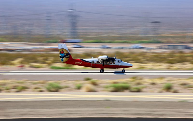 A Vistaliner Twin Otter preparing for departure at Boulder City