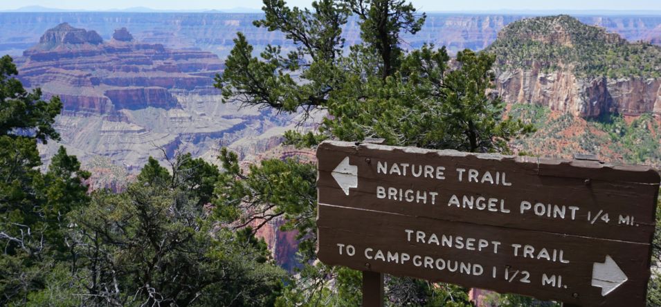 trail sign at grand canyon north rim