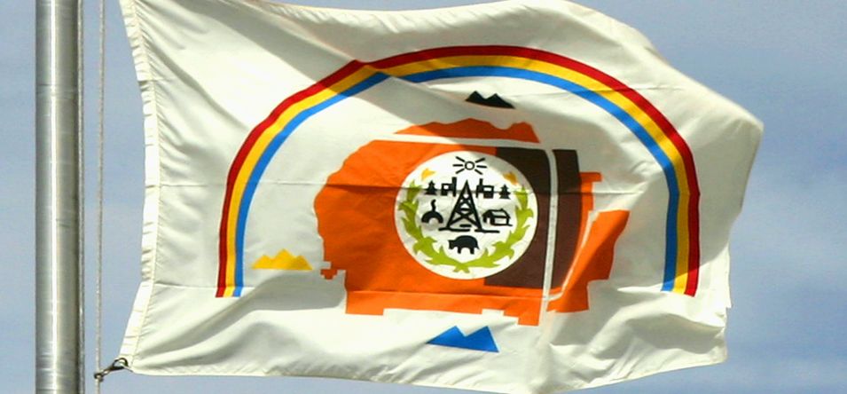 Navajo Nation flag hanging near Antelope Canyon