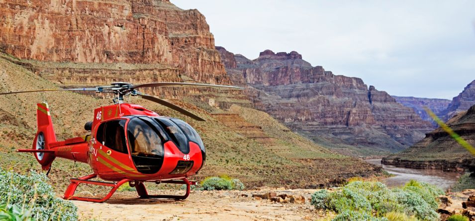 grand canyon helicopter tour landed on the bottom of the West Rim