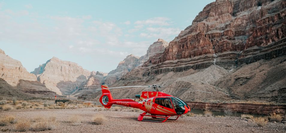 A Papillon helicopter tour at the bottom of the Grand Canyon