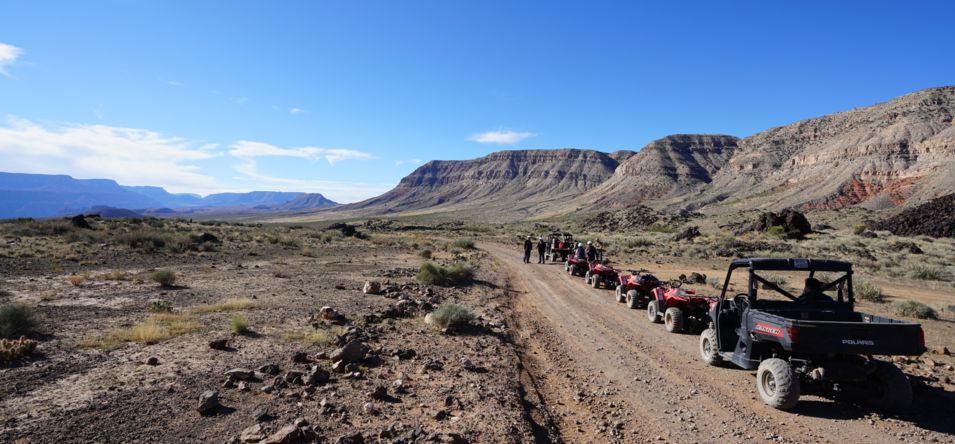 Passengers ride ATVs at Grand Canyon North near Las Vegas