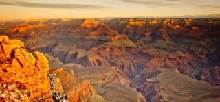 Travelers at canyon overlook