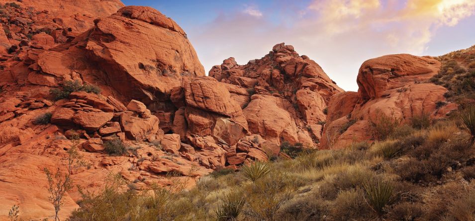 a bright orange rock formation found within Red Rock Canyon