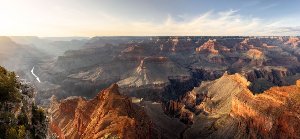 view of the vast south rim of the grand canyon