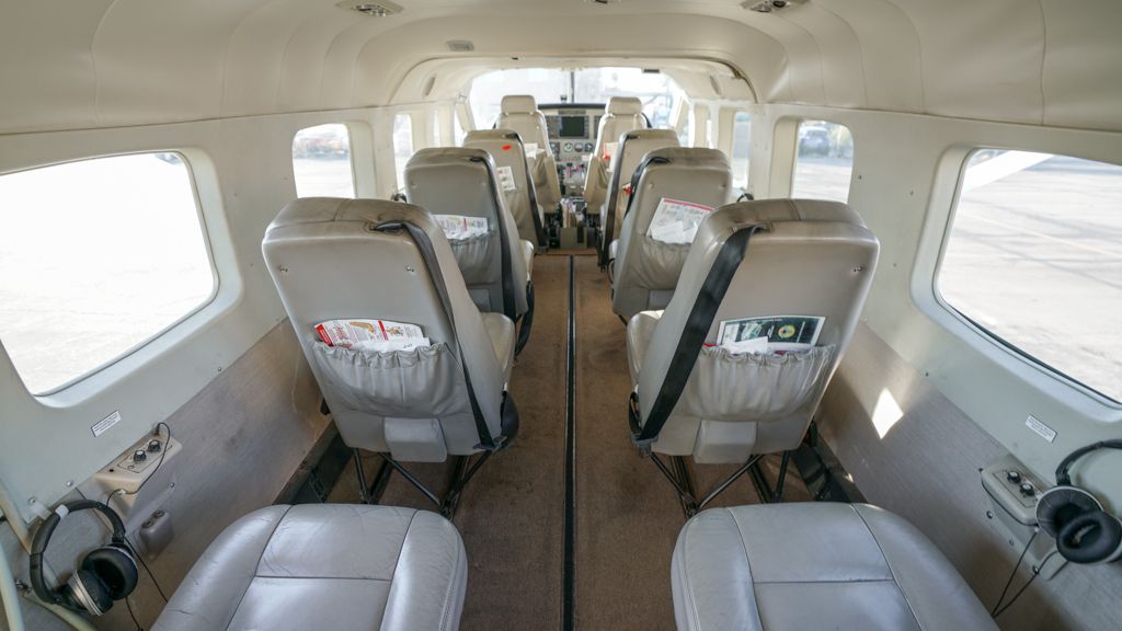 An interior view of a Cessna Caravan sightseeing airplane