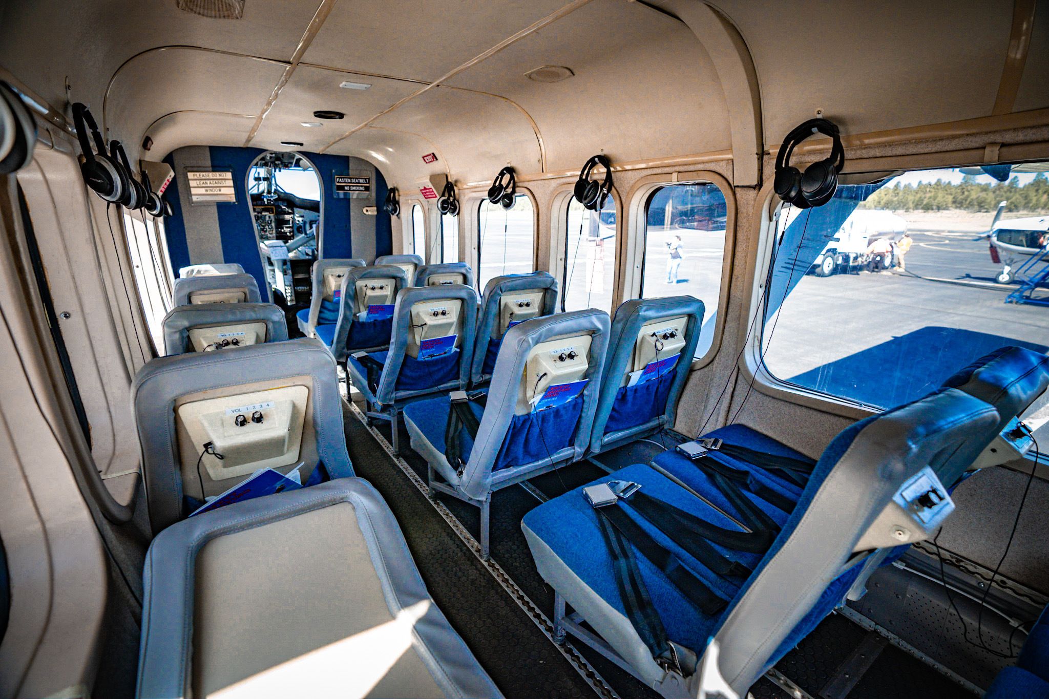 Twin Otter interior displaying the seating arrangement