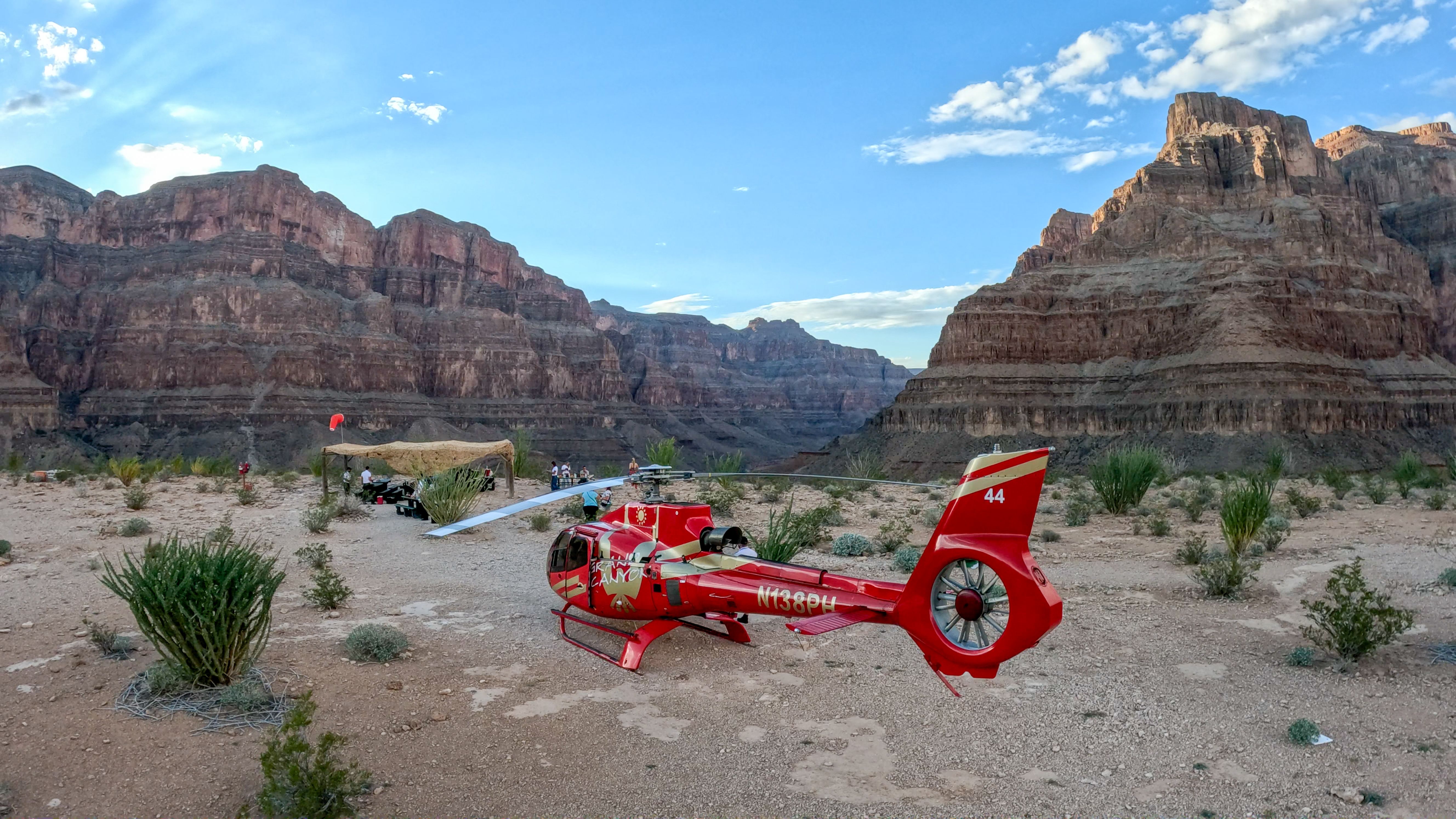 A Las Vegas helicopter tour landed on the very bottom of the Grand Canyon