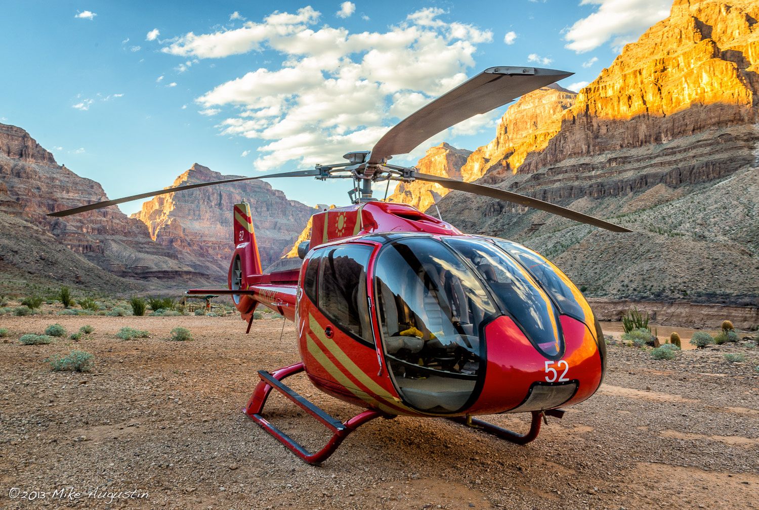 An Ecostar helicopter tour landed at the very bottom of the Grand Canyon West